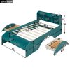 Wood Full Size Platform Bed with 2 Drawers, Storage Headboard and Footboard, Dark Green(Expected Arrival Time: 1.28)