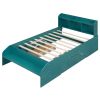 Wood Full Size Platform Bed with 2 Drawers, Storage Headboard and Footboard, Dark Green(Expected Arrival Time: 1.28)