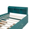 Wood Full Size Platform Bed with 2 Drawers, Storage Headboard and Footboard, Dark Green(Expected Arrival Time: 1.28)