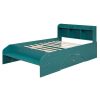 Wood Full Size Platform Bed with 2 Drawers, Storage Headboard and Footboard, Dark Green(Expected Arrival Time: 1.28)