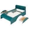 Wood Full Size Platform Bed with 2 Drawers, Storage Headboard and Footboard, Dark Green(Expected Arrival Time: 1.28)