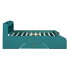 Wood Full Size Platform Bed with 2 Drawers, Storage Headboard and Footboard, Dark Green(Expected Arrival Time: 1.28)