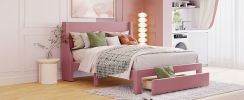 Queen Size Storage Bed Velvet Upholstered Platform Bed with a Big Drawer