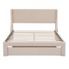Queen Size Storage Bed Velvet Upholstered Platform Bed with a Big Drawer
