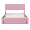 Queen Size Storage Bed Velvet Upholstered Platform Bed with a Big Drawer