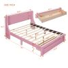Queen Size Storage Bed Velvet Upholstered Platform Bed with a Big Drawer