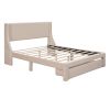 Queen Size Storage Bed Velvet Upholstered Platform Bed with a Big Drawer