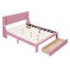 Queen Size Storage Bed Velvet Upholstered Platform Bed with a Big Drawer