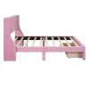 Queen Size Storage Bed Velvet Upholstered Platform Bed with a Big Drawer