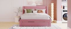 Queen Size Storage Bed Velvet Upholstered Platform Bed with a Big Drawer